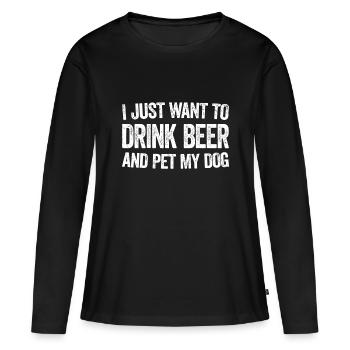 Ich möchte nur Bier trinken und meinen Hund streicheln - Frauen Premium Bio Langarmshirt - Schwarz - Vorne - Julia (174cm)
