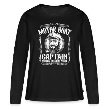 Mens Motor Boat Captain Funny Pontoon Boating Moto - Women's Premium Organic Long Sleeve Shirt - black - Front - Julia (174cm)