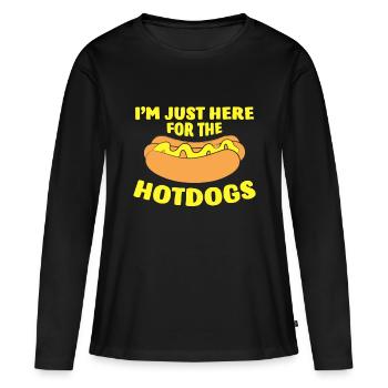 Je suis juste ici pour les hot-dogs Hotny Hot Dog - T-shirt manches longues Premium bio Femme - noir - Devant - Julia (174cm)