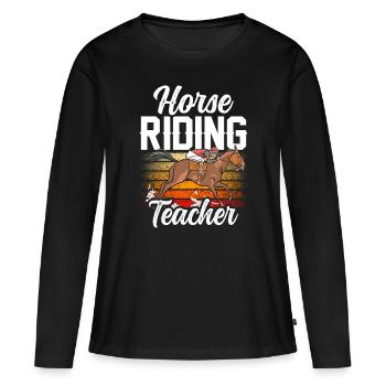 Moniteur d’équitation Cours d’équitation Équitation - T-shirt manches longues Premium bio Femme - noir - Devant - Julia (174cm)