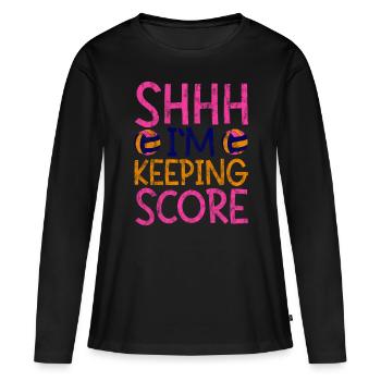 Chut, je garde le score 3 - T-shirt manches longues Premium bio Femme - noir - Devant - Julia (174cm)