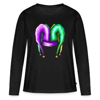 Jester Hat for Mardi Gras - Women's Premium Organic Long Sleeve Shirt - black - Front - Julia (174cm)