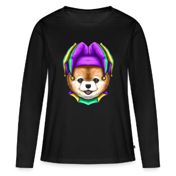 Cute Bear with Jester Hat for Mardi Gras - Women's Premium Organic Long Sleeve Shirt - black - Front - Julia (174cm)