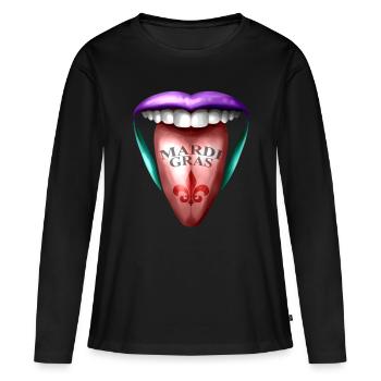 Langue tendue pour Mardi Gras - T-shirt manches longues Premium bio Femme - noir - Devant - Julia (174cm)