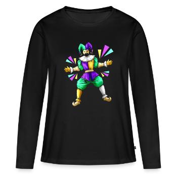 Jester Costume For Mardi Gras - Women's Premium Organic Long Sleeve Shirt - black - Front - Julia (174cm)