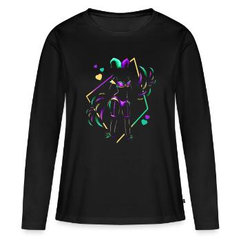 Women Jester Costume For Mardi Grad - Women's Premium Organic Long Sleeve Shirt - black - Front - Julia (174cm)