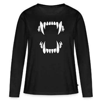 Unheimliche Wolfszähne - Frauen Premium Bio Langarmshirt - Schwarz - Vorne - Julia (174cm)