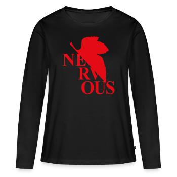 EVA NERVous Logo Parodie - Frauen Premium Bio Langarmshirt - Schwarz - Vorne - Julia (174cm)