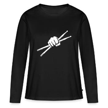 Drumsticks Drummer - Drumset Drums Giftfunny Drums - Frauen Premium Bio Langarmshirt - Schwarz - Vorne - Julia (174cm)