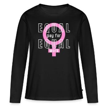 Salaire égal pour un travail égal Féministe - T-shirt manches longues Premium bio Femme - noir - Devant - Julia (174cm)