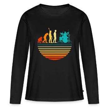 Cool Drummer Drumming Drums Percussion I Evolution - Frauen Premium Bio Langarmshirt - Schwarz - Vorne - Julia (174cm)