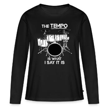 Le tempo est ce que je dis c’est Drumsdrummer pundrum - T-shirt manches longues Premium bio Femme - noir - Devant - Julia (174cm)