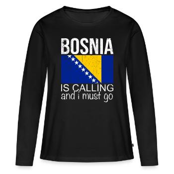 Bosnie Dicton - T-shirt manches longues Premium bio Femme - noir - Devant - Julia (174cm)