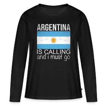 Argentine disant - T-shirt manches longues Premium bio Femme - noir - Devant - Julia (174cm)