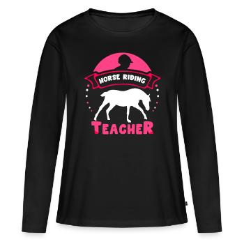 Moniteur d’équitation Cours d’équitation Équitation - T-shirt manches longues Premium bio Femme - noir - Devant - Julia (174cm)