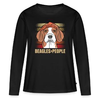 Beagles > chiot humain Beagle Dog Lovers - T-shirt manches longues Premium bio Femme - noir - Devant - Julia (174cm)