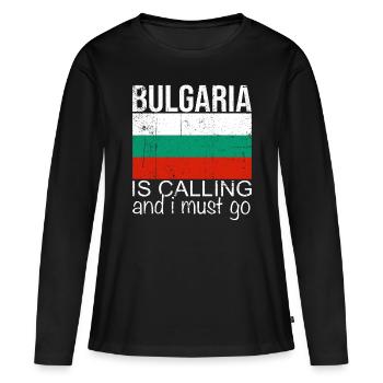 Bulgarie - T-shirt manches longues Premium bio Femme - noir - Devant - Julia (174cm)