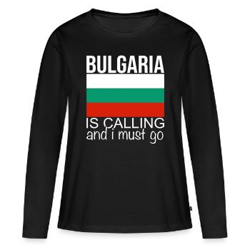 Bulgarie - T-shirt manches longues Premium bio Femme - noir - Devant - Julia (174cm)