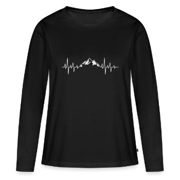 Hiking Mountains Heartbeat Hiker Adventures - Women's Premium Organic Long Sleeve Shirt - black - Front - Julia (174cm)