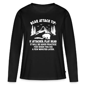 Bear Attack Tip Funny Saying Camping Hiking Outdoo - T-shirt manches longues Premium bio Femme - noir - Devant - Julia (174cm)