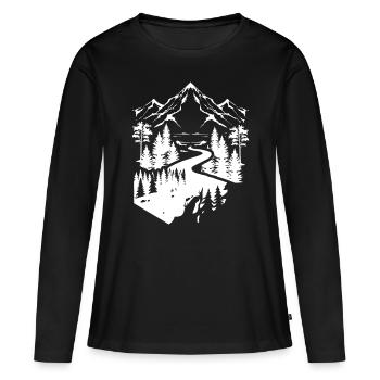 Nature en plein air Montagnes Arbres Faune Forêt Hik - T-shirt manches longues Premium bio Femme - noir - Devant - Julia (174cm)