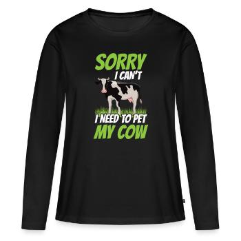 Ne puis-je pas avoir à caresser mes vaches - T-shirt manches longues Premium bio Femme - noir - Devant - Julia (174cm)