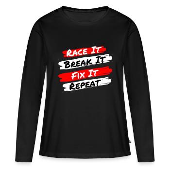 Race It Break It Fix It Repeat - Funny Racecar - T-shirt manches longues Premium bio Femme - noir - Devant - Julia (174cm)