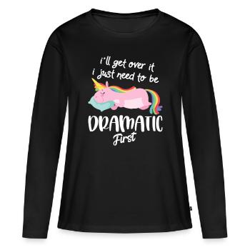 Je vais m’en remettre, j’ai juste besoin d’être dramatique d’abordi - T-shirt manches longues Premium bio Femme - noir - Devant - Julia (174cm)