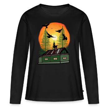 Immobilier maison cottage habitation solitaire solitude corbeau - T-shirt manches longues Premium bio Femme - noir - Devant - Julia (174cm)