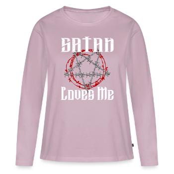 Satan Belzébuth Diable Gothique Pentagramme Mystique - T-shirt manches longues Premium bio Femme - rose poudré - Devant - Julia (174cm)
