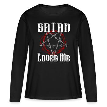 Satan Belzébuth Diable Gothique Pentagramme Mystique - T-shirt manches longues Premium bio Femme - noir - Devant - Julia (174cm)