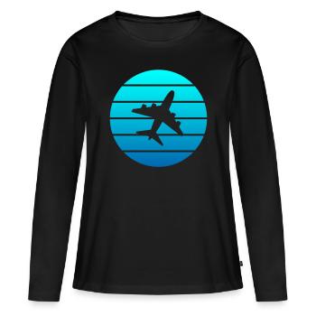 Avion - T-shirt manches longues Premium bio Femme - noir - Devant - Julia (174cm)