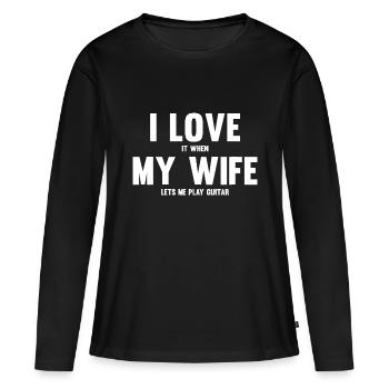J’adore quand ma femme me laisse jouer de la guitaredadda - T-shirt manches longues Premium bio Femme - noir - Devant - Julia (174cm)