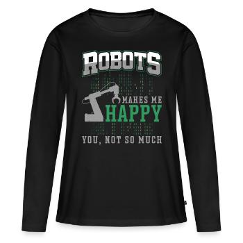 Robot Robotique Ingénieur Robots - T-shirt manches longues Premium bio Femme - noir - Devant - Julia (174cm)