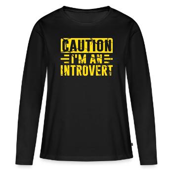 Méfiez-vous que je suis un introverti timide - T-shirt manches longues Premium bio Femme - noir - Devant - Julia (174cm)