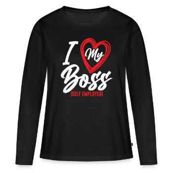 J’aime mon patron indépendant freelance - T-shirt manches longues Premium bio Femme - noir - Devant - Julia (174cm)