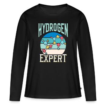 Expert en hydrogène Énergie des éléments hydrogène - T-shirt manches longues Premium bio Femme - noir - Devant - Julia (174cm)