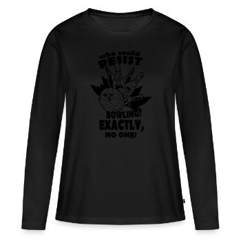accro au bowling - T-shirt manches longues Premium bio Femme - noir - Devant - Julia (174cm)