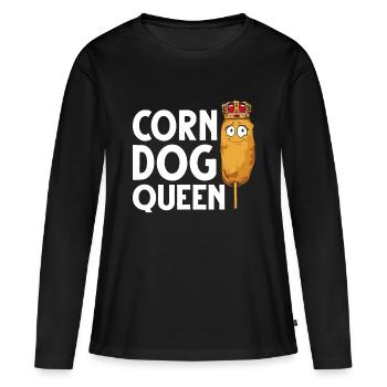 Funny Corn Dog Gift Kids Women Queen Hotdog Sausag - Women's Premium Organic Long Sleeve Shirt - black - Front - Julia (174cm)