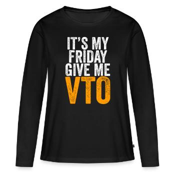 Es ist mein Freitag geben mir VTO Swagazon Associate Cowor - Frauen Premium Bio Langarmshirt - Schwarz - Vorne - Julia (174cm)