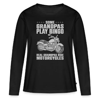 Moto amusante pour grand-père papa moto amoureux - T-shirt manches longues Premium bio Femme - noir - Devant - Julia (174cm)