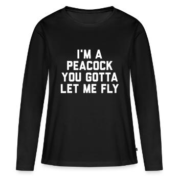 Je suis un paon tu dois me laisser voler - T-shirt manches longues Premium bio Femme - noir - Devant - Julia (174cm)