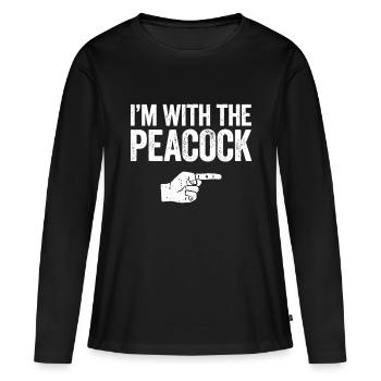 Je suis avec l’idée du paon Matching Peacock - T-shirt manches longues Premium bio Femme - noir - Devant - Julia (174cm)