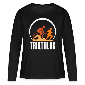 Triathlon Triathlète Triathlons Triathlète Sport - T-shirt manches longues Premium bio Femme - noir - Devant - Julia (174cm)