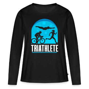 Triathlète Triathlons Triathlon Sport Triathlète - T-shirt manches longues Premium bio Femme - noir - Devant - Julia (174cm)