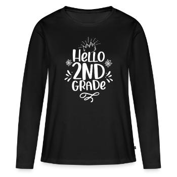 Allô 2ème classe Deuxième classe Deuxième année - T-shirt manches longues Premium bio Femme - noir - Devant - Julia (174cm)