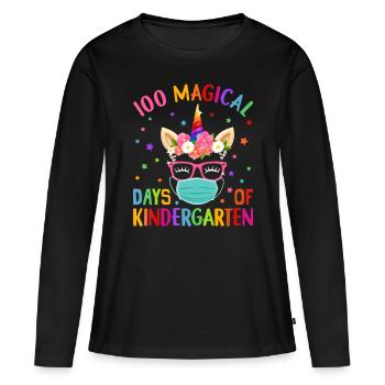 100 Magical Days Of Kindergarten School Unicorn Ma - Women's Premium Organic Long Sleeve Shirt - black - Front - Julia (174cm)