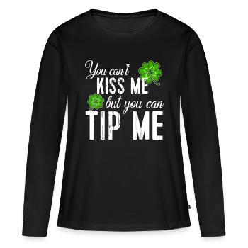 Lustige St Patricks Day Idee Kellnerin Barkeeper Wait - Frauen Premium Bio Langarmshirt - Schwarz - Vorne - Julia (174cm)