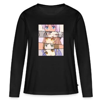 Anime Girls Face Eyes - Women's Premium Organic Long Sleeve Shirt - black - Front - Julia (174cm)