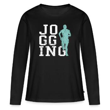 Faire du jogging - T-shirt manches longues Premium bio Femme - noir - Devant - Julia (174cm)
